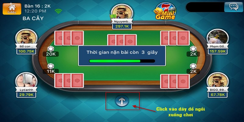 Hội viên tiến hành đặt cược để bắt đầu một ván chơi bài ba cây